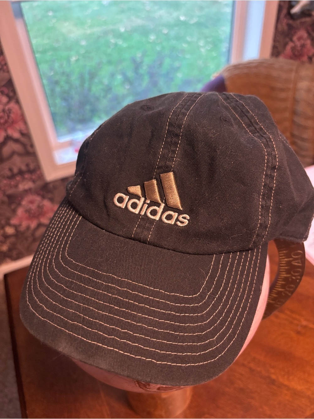 adidas Black Cap with White Logo and Contrast Stitching